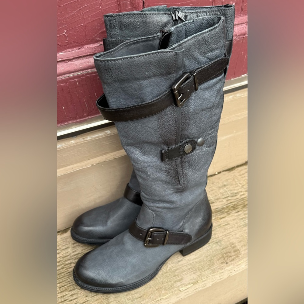 Mjus Nero Grey Leather Tall Boot